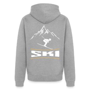 Ski Sports d’hiver Montagne Ski - Veste à capuche bio Premium Unisexe - gris chiné - Dos - Nico (187cm)