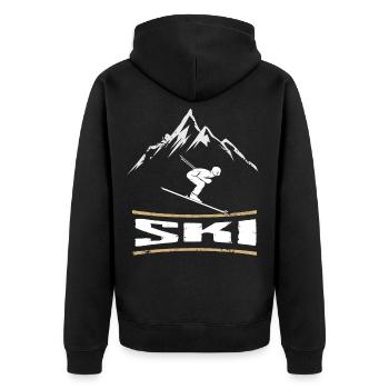 Ski Winter Sports Mountains Skiing - Unisex Premium Organic Zip Hoodie - black - Back - Nico (187cm)