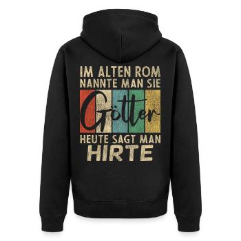 Lustige Hirte Sprüche Humor - Unisex Premium Bio Zip Hoodie - Schwarz - Hinten - Nico (187cm)