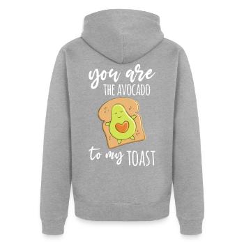 Avocat toast couple amour romantisme - Veste à capuche bio Premium Unisexe - gris chiné - Dos - Nico (187cm)