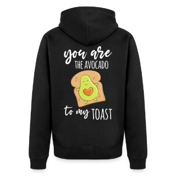 Avocado Toast Pärchen Liebe Romantik - Unisex Premium Bio Zip Hoodie - Schwarz - Hinten - Nico (187cm)