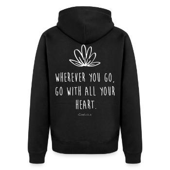 Konfuzianismus - Unisex Premium Bio Zip Hoodie - Schwarz - Hinten - Nico (187cm)