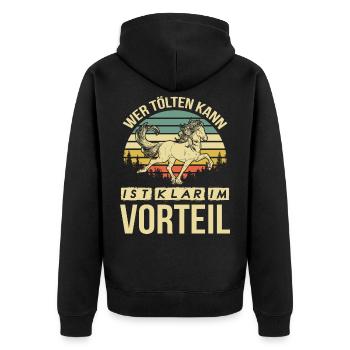 Islandpferd Reiterin Tölt Pferd tölten - Unisex Premium Bio Zip Hoodie - Schwarz - Hinten - Nico (187cm)