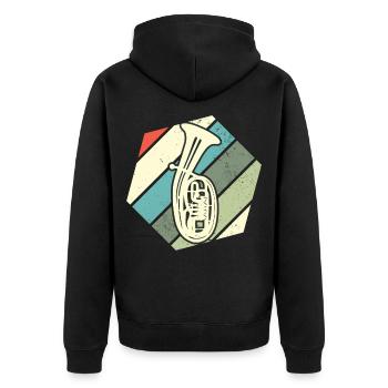 Tenorhorn Retro Musikinstrument Musiker - Unisex Premium Bio Zip Hoodie - Schwarz - Hinten - Nico (187cm)