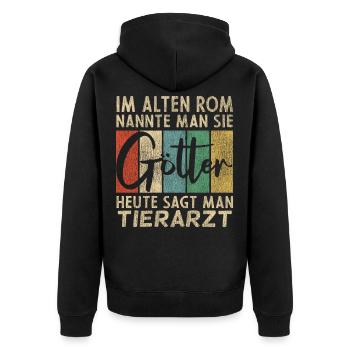 Lustige Tierarzt Sprüche - Unisex Premium Bio Zip Hoodie - Schwarz - Hinten - Nico (187cm)