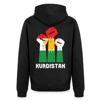 Kurdistan Freedom Kurds Flag Kurdish - Unisex Premium Organic Zip Hoodie - black - Back - Nico (187cm)
