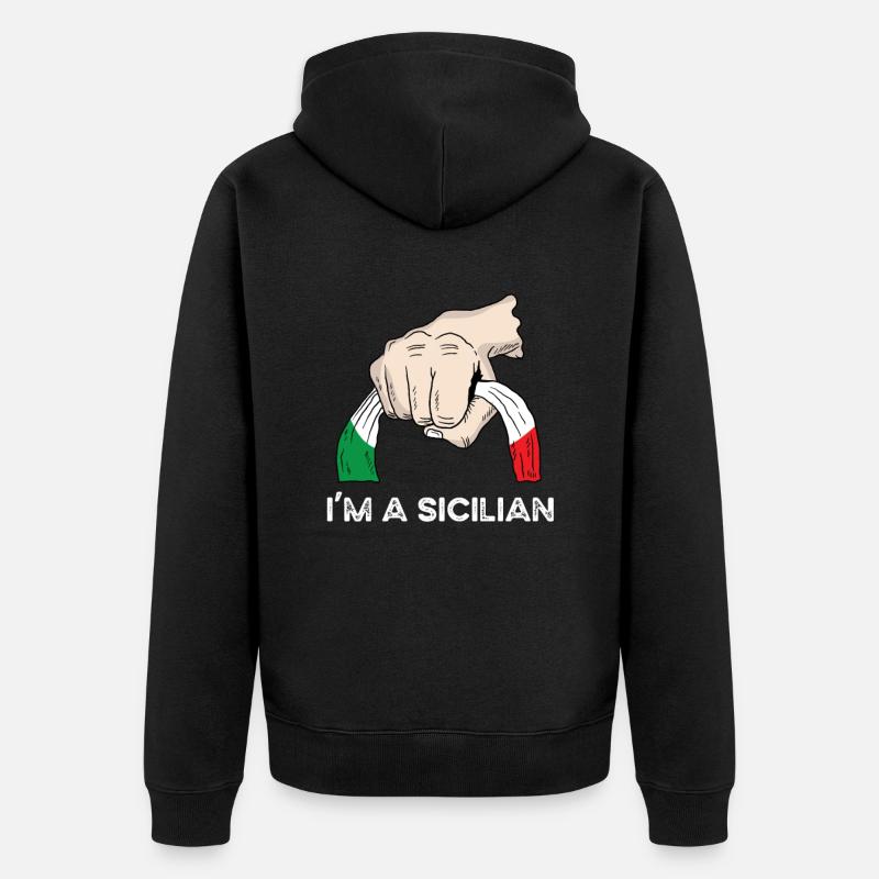 Sicile Italie Île méditerranéenne - Veste à capuche bio Premium Unisexe - noir