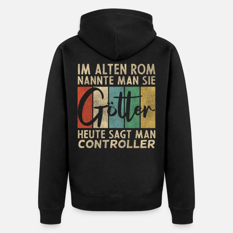Lustige Controller Sprüche - Unisex Premium Bio Zip Hoodie - Schwarz