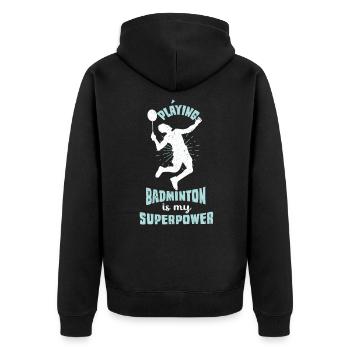 Badminton Badminton Badminton Racket Sport - Unisex Premium Organic Zip Hoodie - black - Back - Nico (187cm)