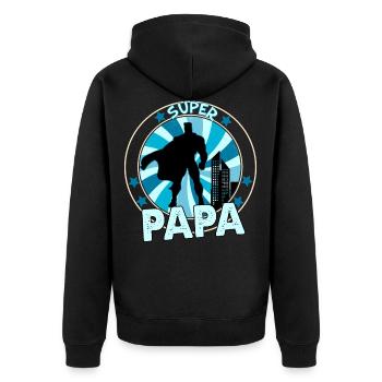 Super héros de papa super fort - Veste à capuche bio Premium Unisexe - noir - Dos - Nico (187cm)
