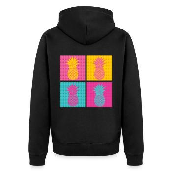 Pop Art Pineapple Hawaii - Unisex Premium Organic Zip Hoodie - black - Back - Nico (187cm)