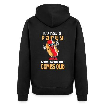 Hot dog sausage sausage in a bun Viennese - Unisex Premium Organic Zip Hoodie - black - Back - Nico (187cm)