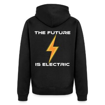 Electric car - The Future Is Electric - Unisex Premium Organic Zip Hoodie - black - Back - Nico (187cm)