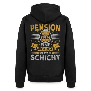 Polizei Pension 2022 Legende verlässt Schicht - Unisex Premium Bio Zip Hoodie - Schwarz - Hinten - Nico (187cm)