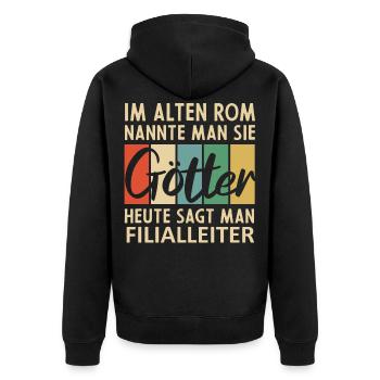 Lustige Filialleiter Sprüche - Unisex Premium Bio Zip Hoodie - Schwarz - Hinten - Nico (187cm)