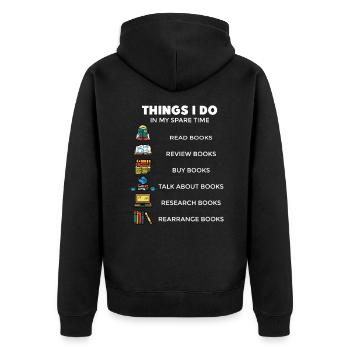 Books Reading Book Bookworm Bookworm - Unisex Premium Organic Zip Hoodie - black - Back - Nico (187cm)