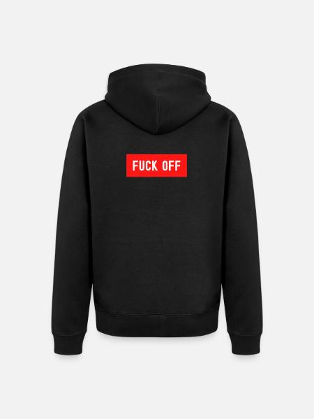 FUCK OFF RED - Unisex Premium Organic Zip Hoodie - black