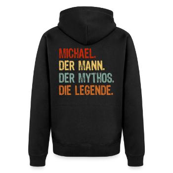 Michael Der Mann Der Mythos Die Legende - Unisex Premium Bio Zip Hoodie - Schwarz - Hinten - Nico (187cm)