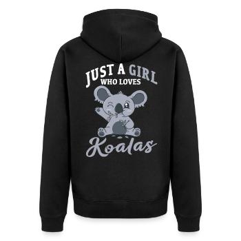 just a girl who loves koalas. Koala. Fluffel - Unisex Premium Organic Zip Hoodie - black - Back - Nico (187cm)