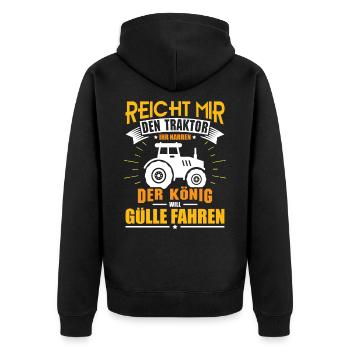 Landwirt Bauer Gülle Fahren - Unisex Premium Bio Zip Hoodie - Schwarz - Hinten - Nico (187cm)