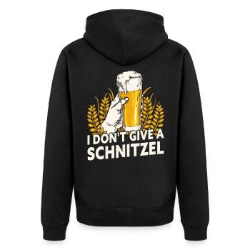 I Don't Give A Schnitzel Beerfest Bavarian Munich - Unisex Premium Organic Zip Hoodie - black - Back - Nico (187cm)