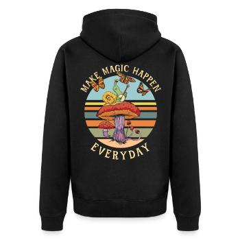 Dark Academia Cottagecore Snail Mushroom Retro - Unisex Premium Organic Zip Hoodie - black - Back - Nico (187cm)
