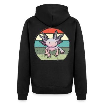 Axalotl retro Kawaii - Unisex Premium Organic Zip Hoodie - black - Back - Nico (187cm)
