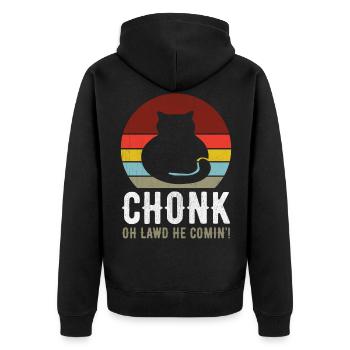 Chonk Cat Funny Cat Meme Cat Dad Cat Mom - Unisex Premium Organic Zip Hoodie - black - Back - Nico (187cm)