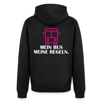 Busfahrerin Busfahrer Linienbus Schulbus Reisebus - Unisex Premium Bio Zip Hoodie - Schwarz - Hinten - Nico (187cm)