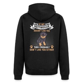 Hunde Rottweiler Hundeliebhaber - Unisex Premium Bio Zip Hoodie - Schwarz - Hinten - Nico (187cm)