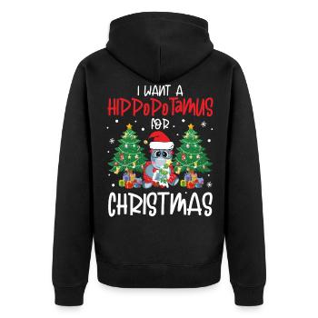 I Want A Hippopotamus for Christmas Funny - Unisex Premium Bio Zip Hoodie - Schwarz - Hinten - Nico (187cm)