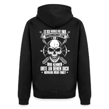 Bogenschütze Geschenk Bogenschießen Pfeil Bogen - Unisex Premium Bio Zip Hoodie - Schwarz - Hinten - Nico (187cm)