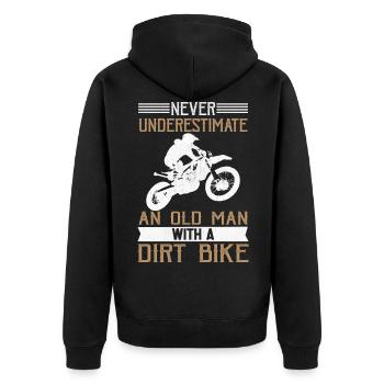 Never Underestimate An Old Man With A Dirt Bike - Unisex Premium Bio Zip Hoodie - Schwarz - Hinten - Nico (187cm)