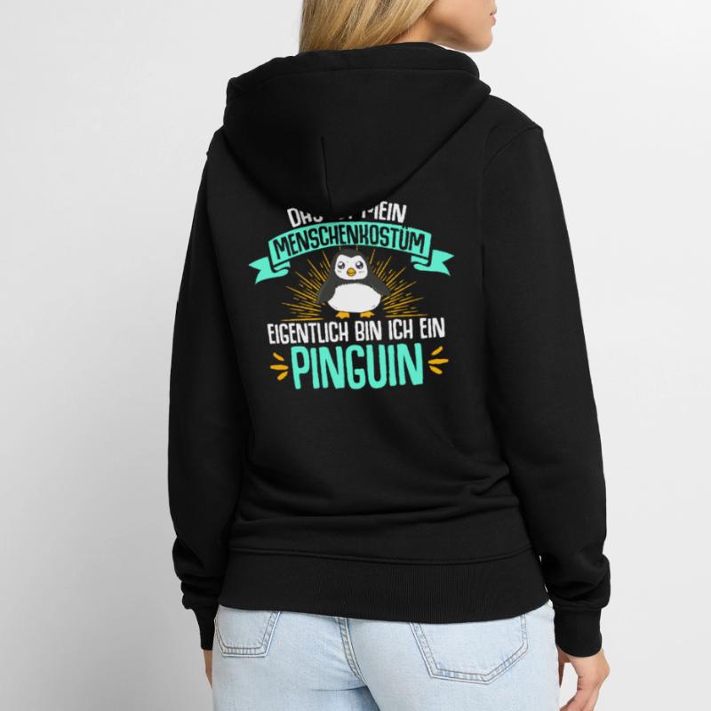 Eigentlich Bin Ich Ein Pinguin Geschenk Eis Vogel Unisex Premium Bio Zip Hoodie