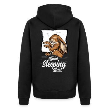 Offizielles Schlafshirt Hase Kaninchen Schlafanzug - Unisex Premium Bio Zip Hoodie - Schwarz - Hinten - Nico (187cm)