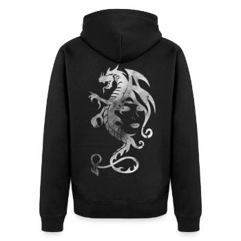dragon tribal face - Veste à capuche bio Premium Unisexe - noir - Dos - Nico (187cm)