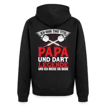 Papa Und Dart Legende Dartboard Darts Geschenk - Unisex Premium Bio Zip Hoodie - Schwarz - Hinten - Nico (187cm)