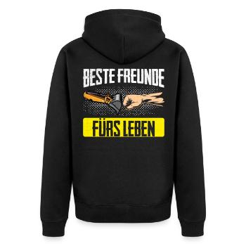 Beste Freunde Baggerfahrer Baggern Bagger Geschenk - Unisex Premium Bio Zip Hoodie - Schwarz - Hinten - Nico (187cm)