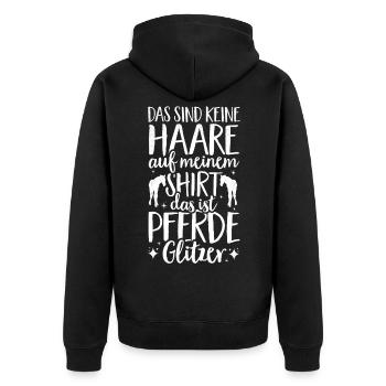 Pferde Glitzer Reiterin Reiten Pferd Geschenk - Unisex Premium Bio Zip Hoodie - Schwarz - Hinten - Nico (187cm)