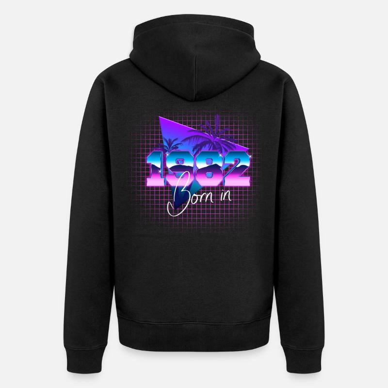 Retrowave Born in 1982 - Unisex Premium Bio Zip Hoodie - Schwarz