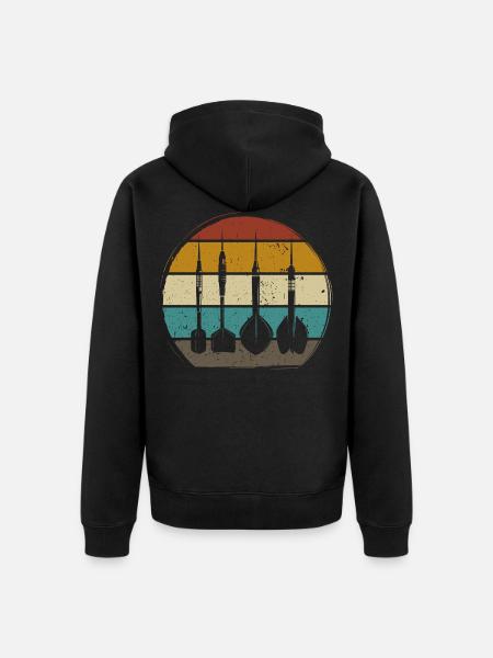 Retro Dartpfeile Vintage Dart Flights Darts - Unisex Premium Bio Zip Hoodie - Schwarz