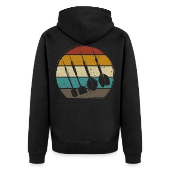 Retro Dartpfeile Vintage Dart Flights Darts - Unisex Premium Organic Zip Hoodie - black - Back - Nico (187cm)
