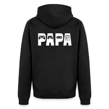 papa gamer t-shirt père gamer geek - Veste à capuche bio Premium Unisexe - noir - Dos - Nico (187cm)
