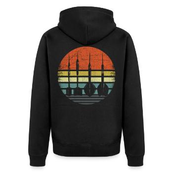 Retro Dartpfeile Vintage Dart Flights Darts - Unisex Premium Organic Zip Hoodie - black - Back - Nico (187cm)
