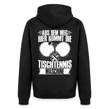 Tischtennis Maschine Tischtennisspieler Geschenk - Unisex Premium Bio Zip Hoodie - Schwarz - Hinten - Nico (187cm)