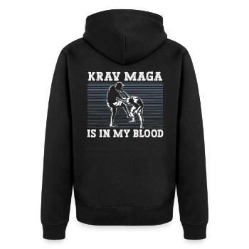 Krav Maga Kampfsport Krav Maga Trainer Krav Maga - Unisex Premium Bio Zip Hoodie - Schwarz - Hinten - Nico (187cm)