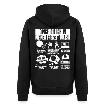 Hobby Tischtennis Geschenk Tischtennisspieler - Unisex Premium Bio Zip Hoodie - Schwarz - Hinten - Nico (187cm)