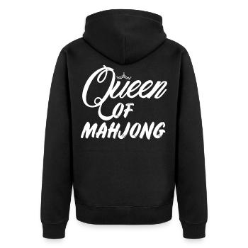 Queen of Mahjong Kartenspiel China - Unisex Premium Bio Zip Hoodie - Schwarz - Hinten - Nico (187cm)