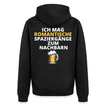 Spaziergänge zum Nachbarn Nachbarschaft Einweihung - Unisex Premium Bio Zip Hoodie - Schwarz - Hinten - Nico (187cm)