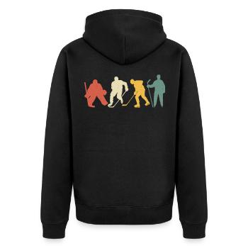 retro hockey t-shirt hockey sur glace - Veste à capuche bio Premium Unisexe - noir - Dos - Nico (187cm)